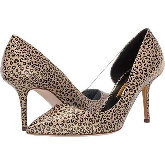 Rupert Sanderson Leopard Leather PVC Clear Side Heeled Pumps Womens Size 39.5 - Picture 1 of 11